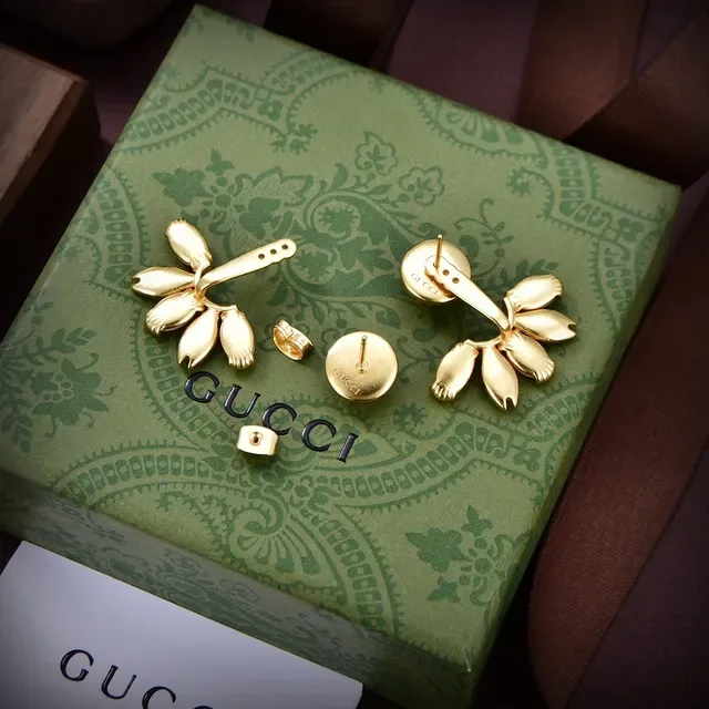 Gucci Aretes Abanico Floral Double-G Esmalte y Cristal 5