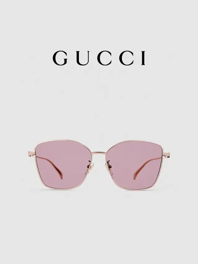 Gucci Geometric Cat-Eye Gold-Tone Gray Sunglasses 4