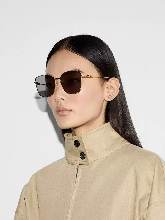 Gucci Geometric Cat-Eye Gold-Tone Gray Sunglasses 5