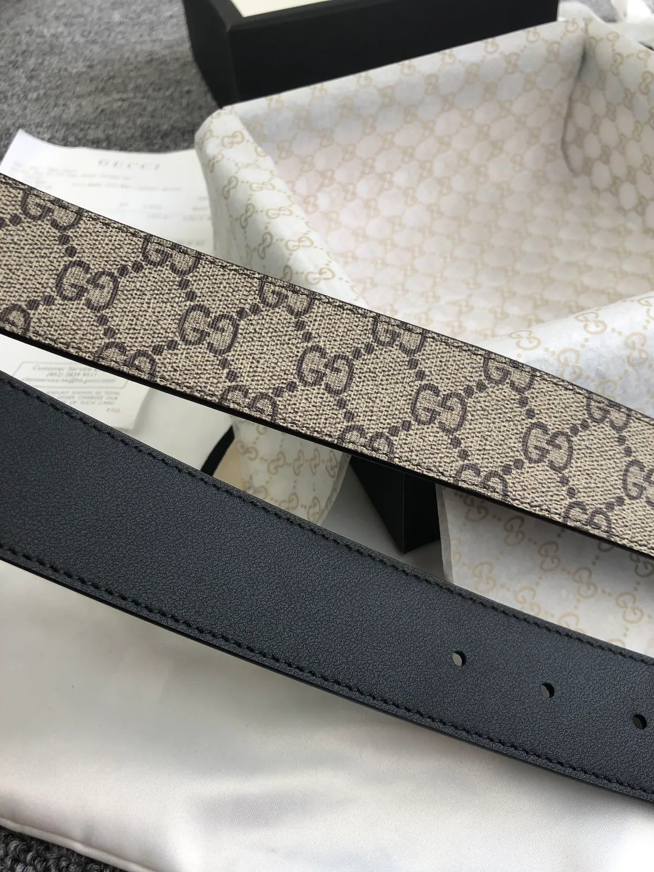 Gucci GG Marmont Beige Gold Monogram Canvas Rectangular Buckle Leather Belt 3