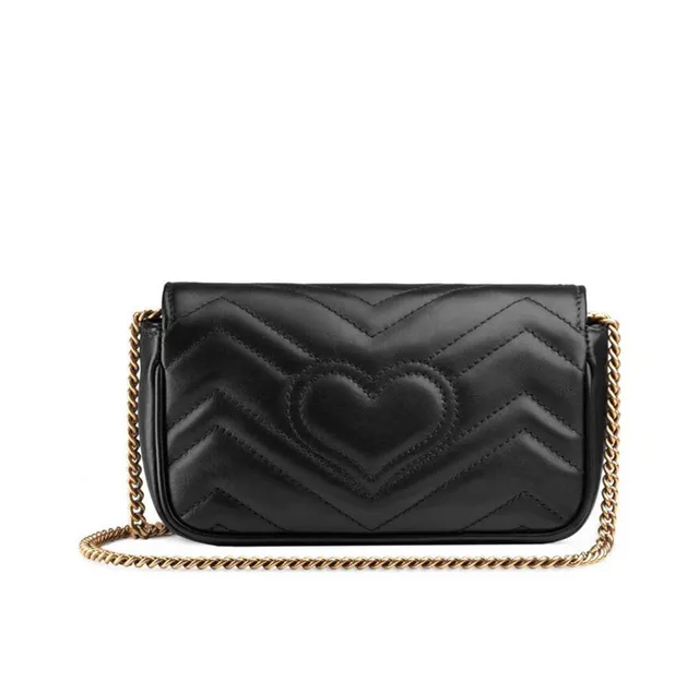 Gucci GG Marmont Black Gold Chevron-Quilted Leather Interlocking Hardware Handbag 8