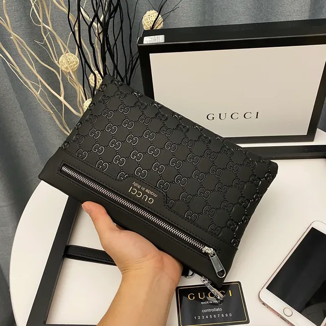 Gucci GG Marmont Pochette Enveloppe Noire Embossée 7