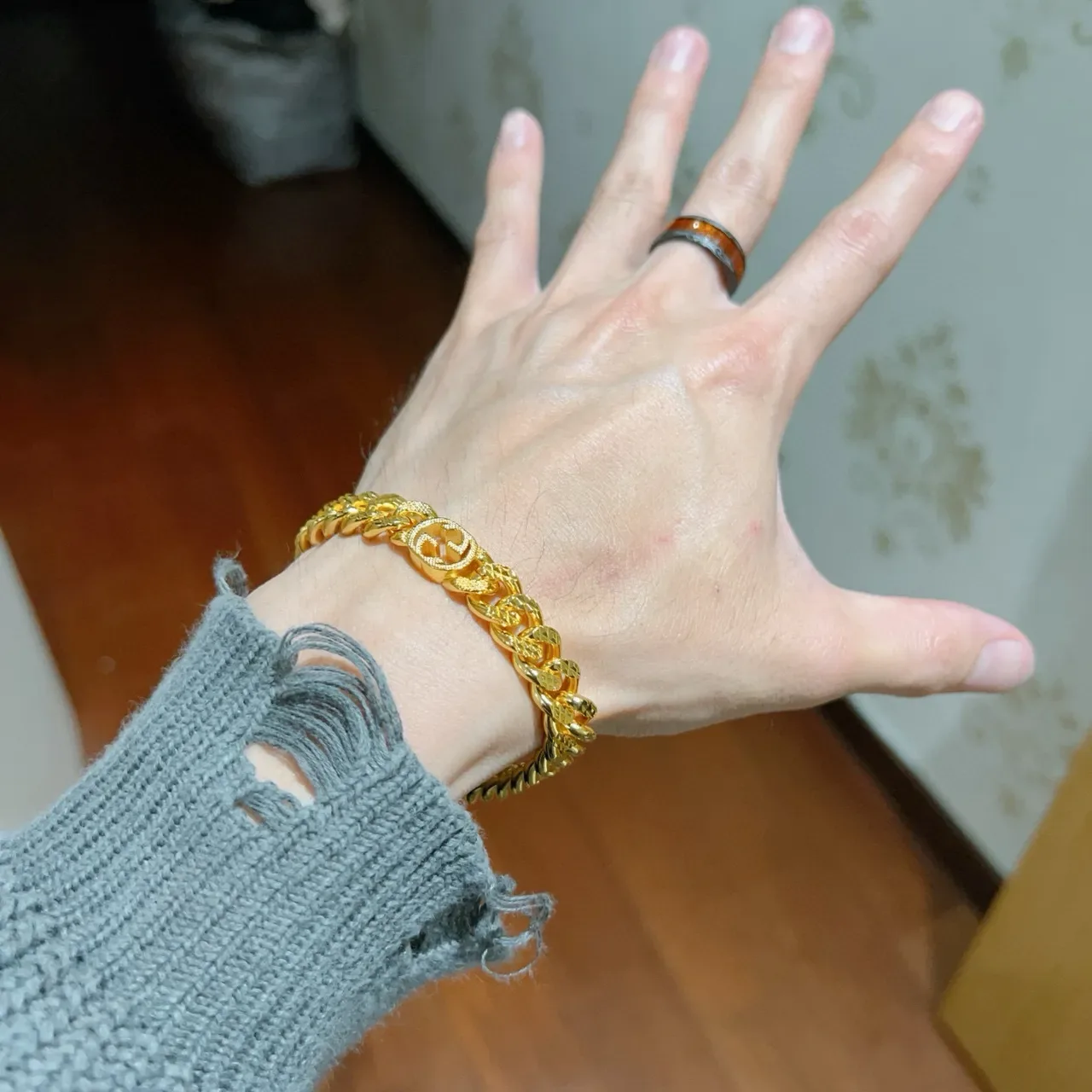 Gucci GG Marmont Gold Curb-Link Chain Interlocking G Motif Bracelet 8