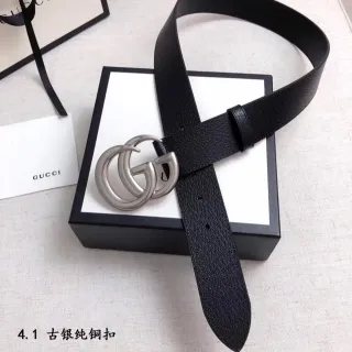 Gucci GG Marmont Interlocking Double G Cinto de couro preto