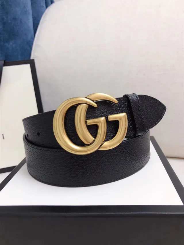 Gucci GG Marmont Interlocking Double G Black Leather Belt 5