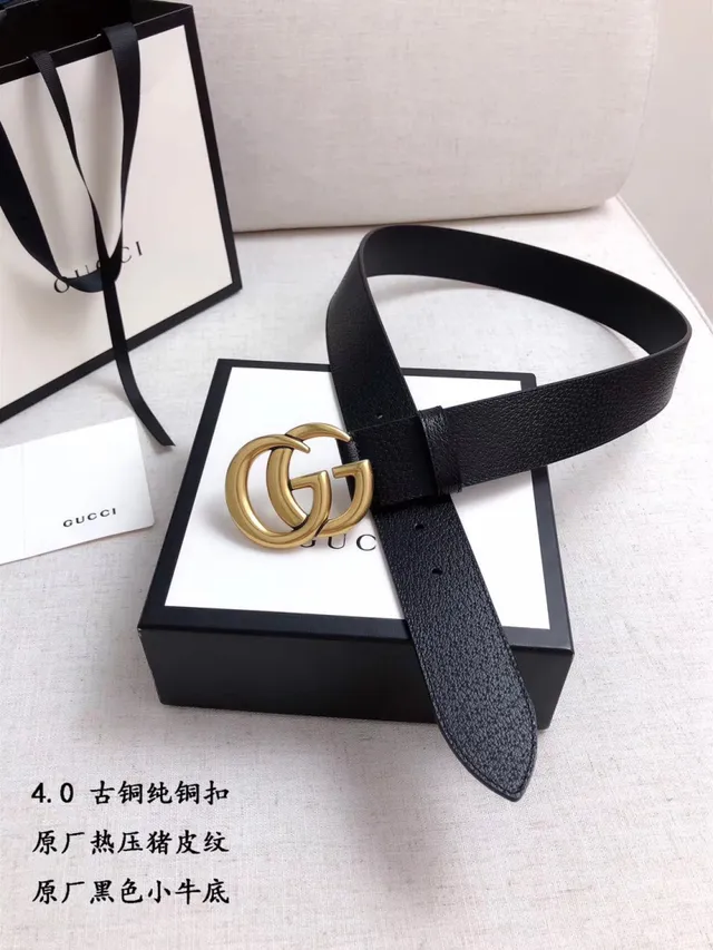 Gucci GG Marmont Interlocking Double G Black Leather Belt 7
