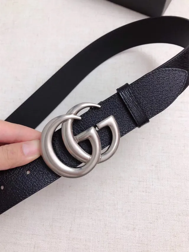 Gucci GG Marmont Interlocking Double G Black Leather Belt 8