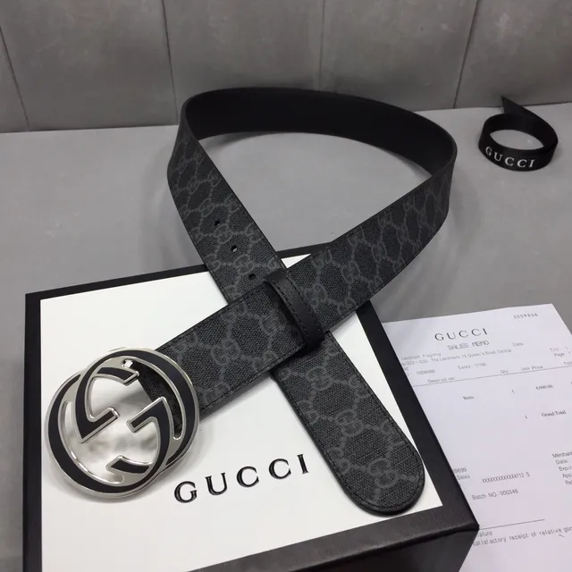 Gucci GG Marmont Interlocking G Buckle Black Leather Belt 6