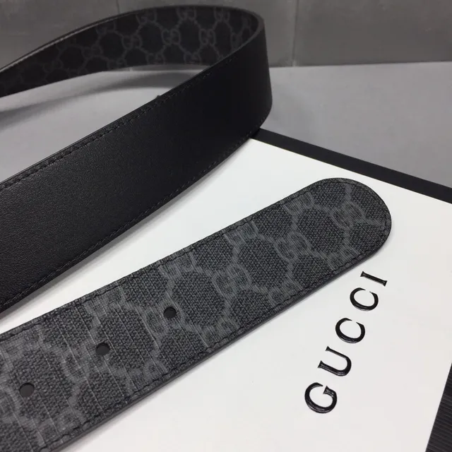 Gucci GG Marmont Interlocking G Buckle Black Leather Belt 7