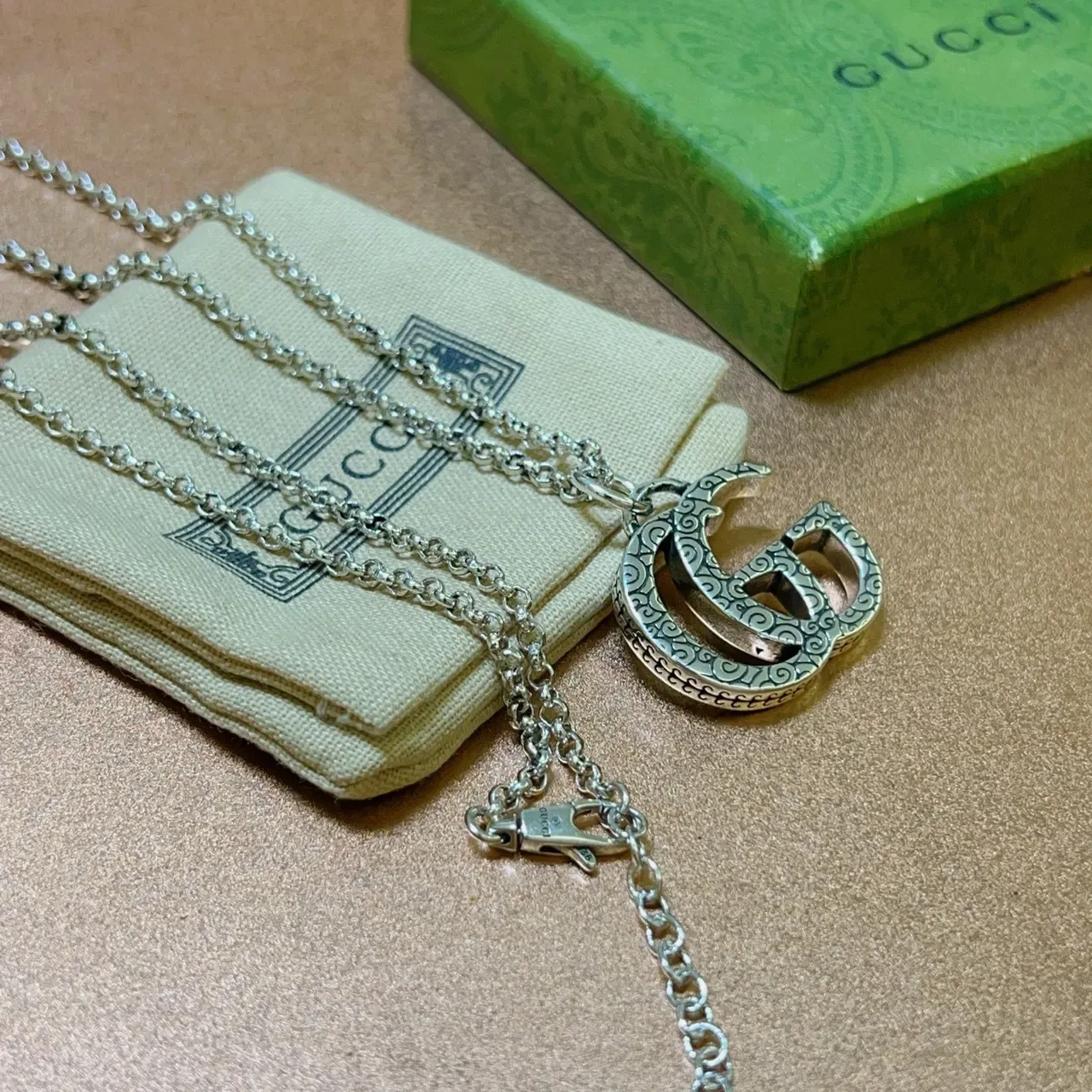 Gucci GG Marmont Interlocking G Engraved Pendant Necklace 6