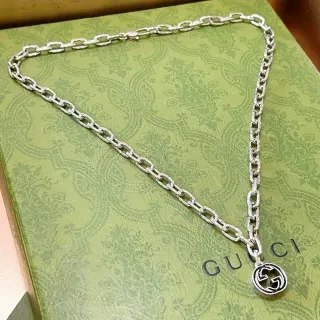 Gucci GG Marmont Interlocking G Silver Chain Necklace