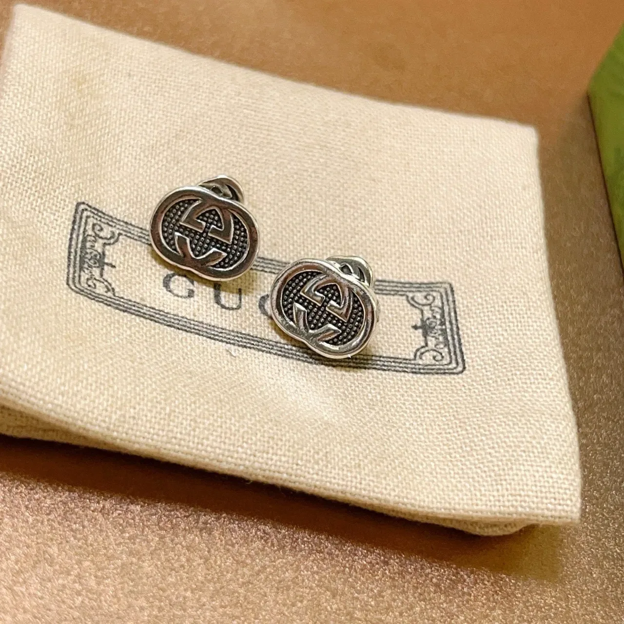 Gucci GG Marmont Oval Interlocking G Stud Earrings 3