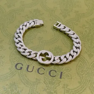 Gucci GG Marmont Pavé Crystal Curb-Link سوار