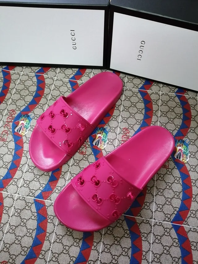 Gucci GG Marmont Slide Pink Molded Rubber Slippers 2