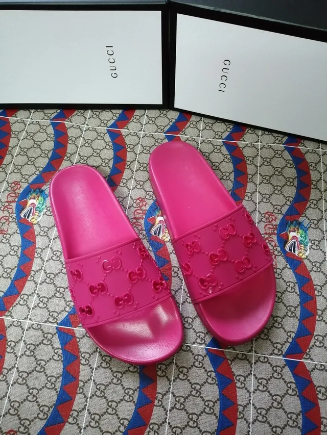 Gucci GG Marmont Slide Pink Molded Rubber Slippers 3