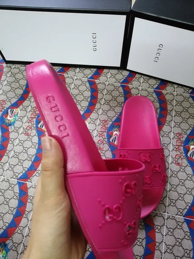 Gucci GG Marmont Slide Pink Molded Rubber Slippers 4