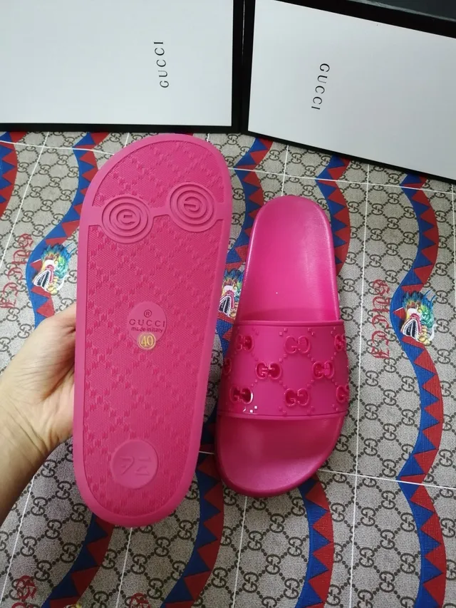 Gucci GG Marmont Slide Pink Molded Rubber Slippers 5