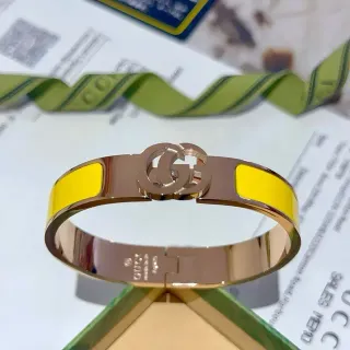 Gucci GG Marmont Pulsera Bisagra Esmalte Amarillo Oro Rosa