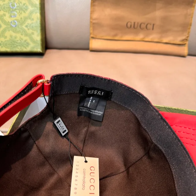 Gucci GG Monogram বার্গান্ডি এবং লাল বেসবল ক্যাপ 4