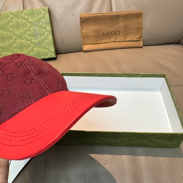 Gucci GG Monogram বার্গান্ডি এবং লাল বেসবল ক্যাপ 5