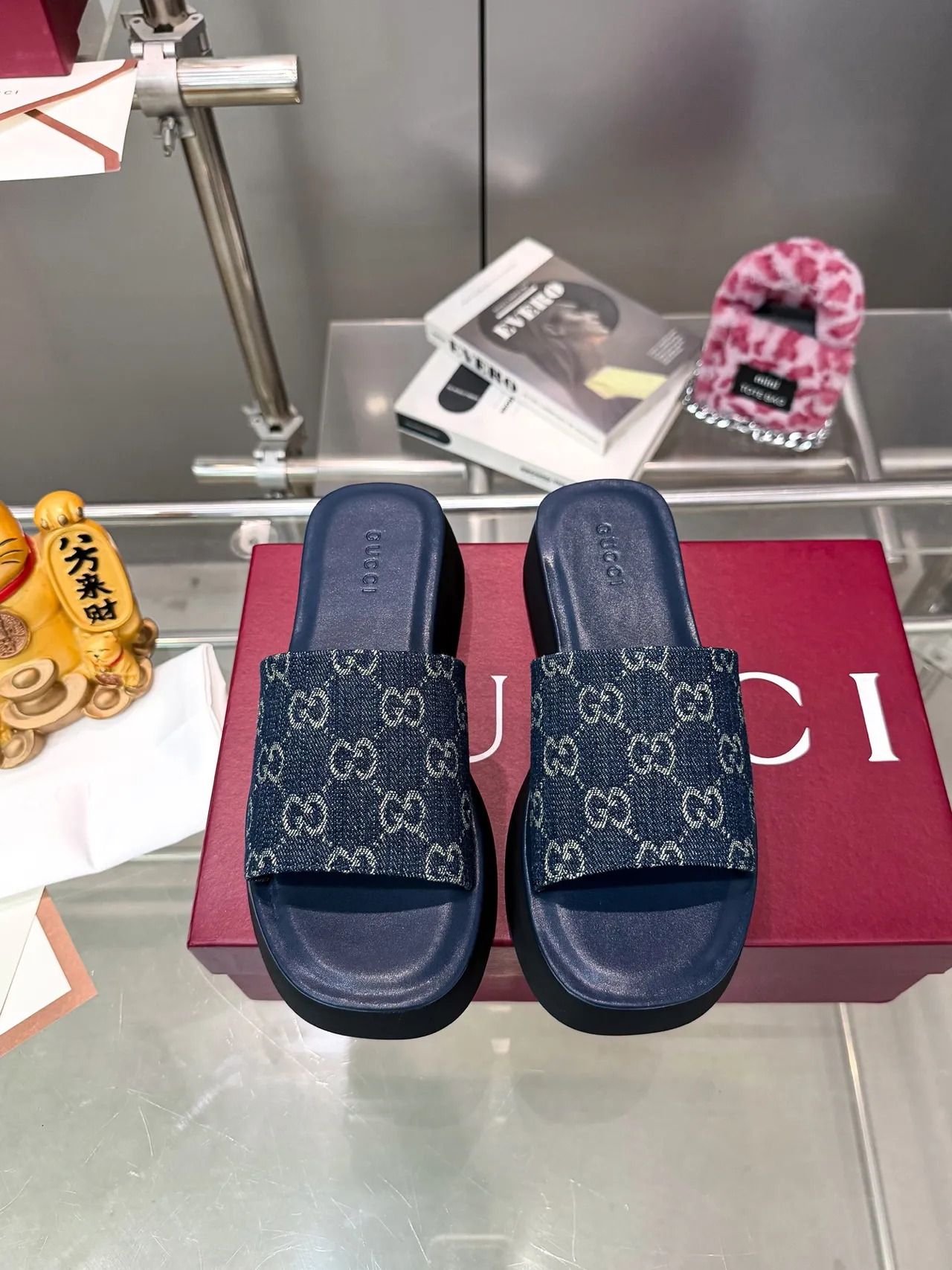Gucci GG Monogram Platform Slide Slippers 9
