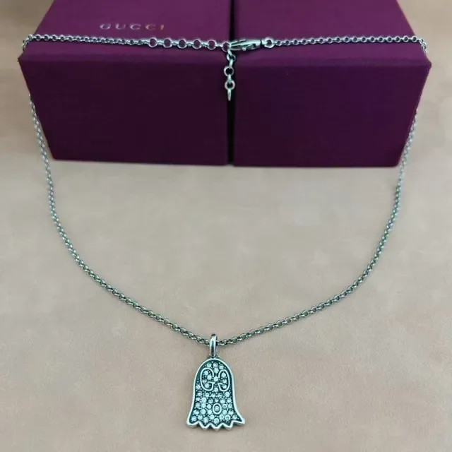 Gucci Ghost Pendant Silver-Tone Crystal Necklace 2