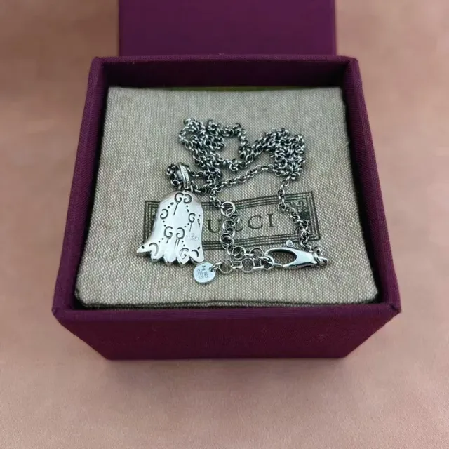 Gucci Ghost Pendant Silver-Tone Crystal Necklace 6