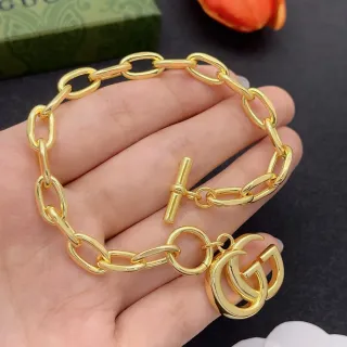 Gucci ذهبي سلسلة حلقات بيضاوية قفل تبديل سوار
