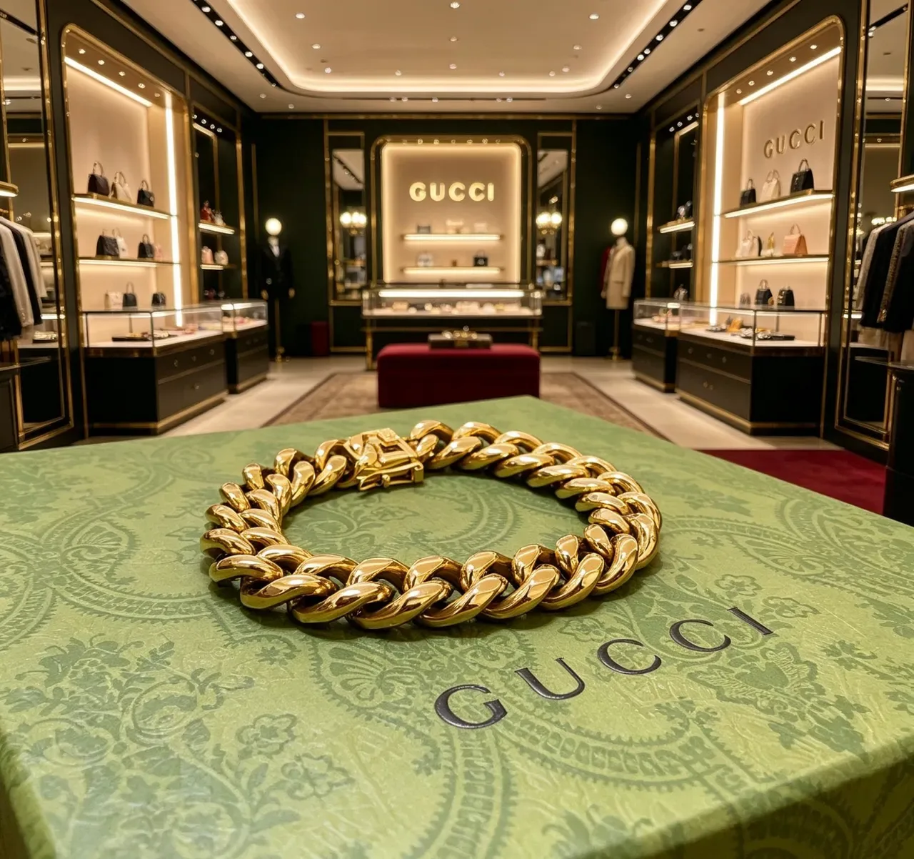 Gucci Gold Oversized Sculptural Chain High-Polish Metal Jewelry 6