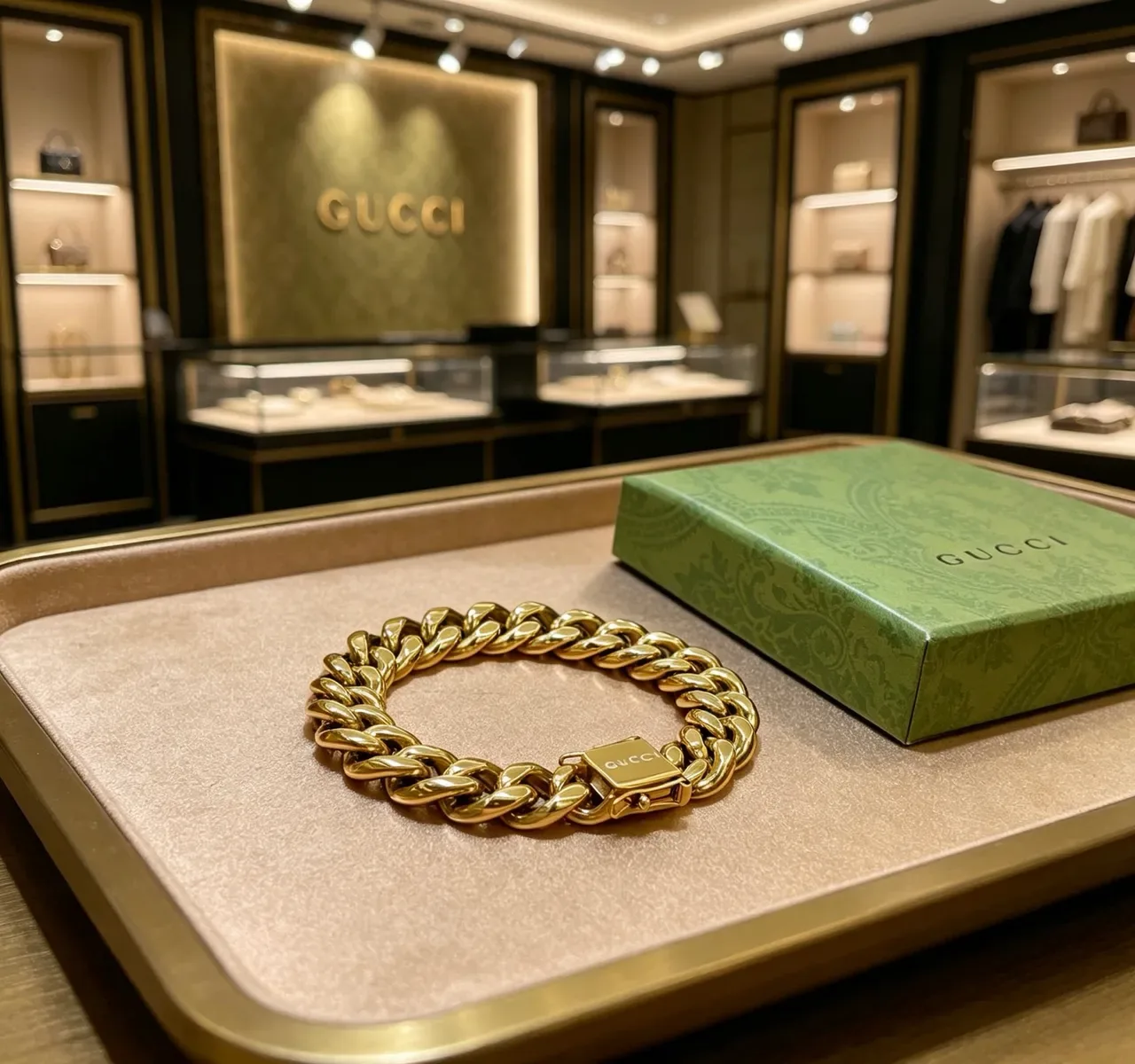 Gucci Gold Oversized Sculptural Chain High-Polish Metal Jewelry 9