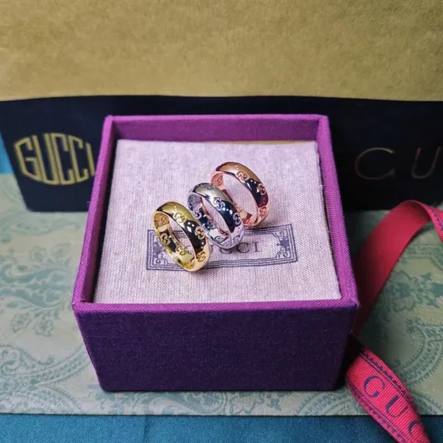 Gucci Gold Polished Interlocking GG Cutout Motif Ring 9