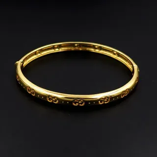 Gucci Gold Polished Interlocking GG Motif Bracelet