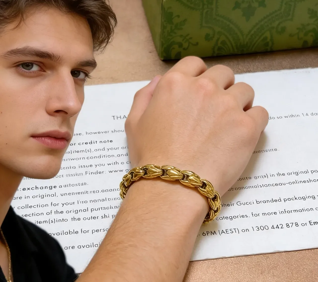 Gucci Gold-Tone Sculpted Link Bracelet 3