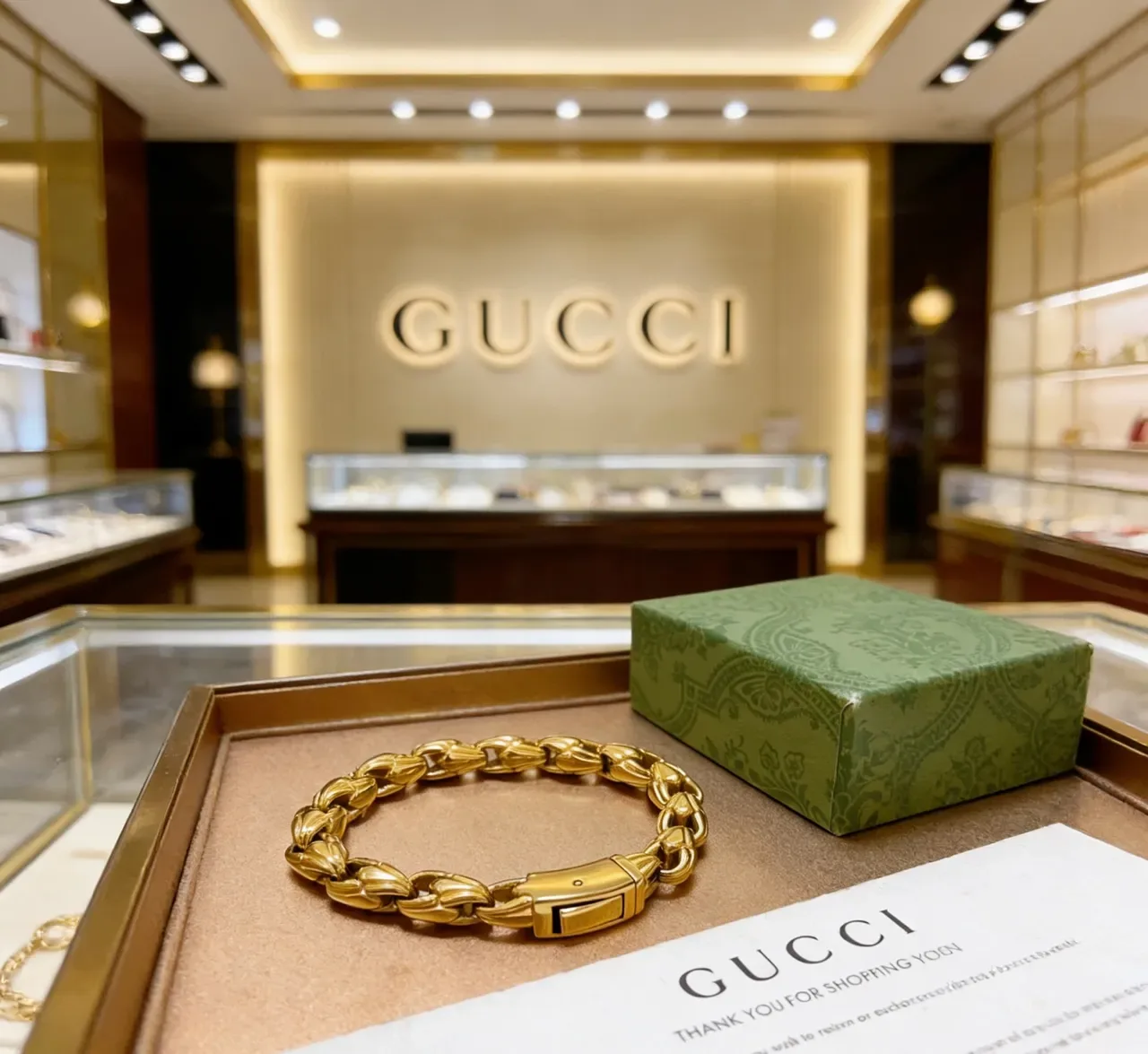 Gucci Gold-Tone Sculpted Link Bracelet 8