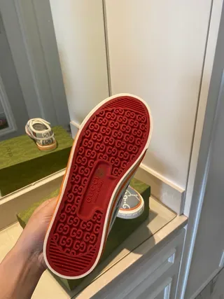 Gucci gris naranja GG Monogram Print cierre con correa Velcro zapatillas lifestyle 4