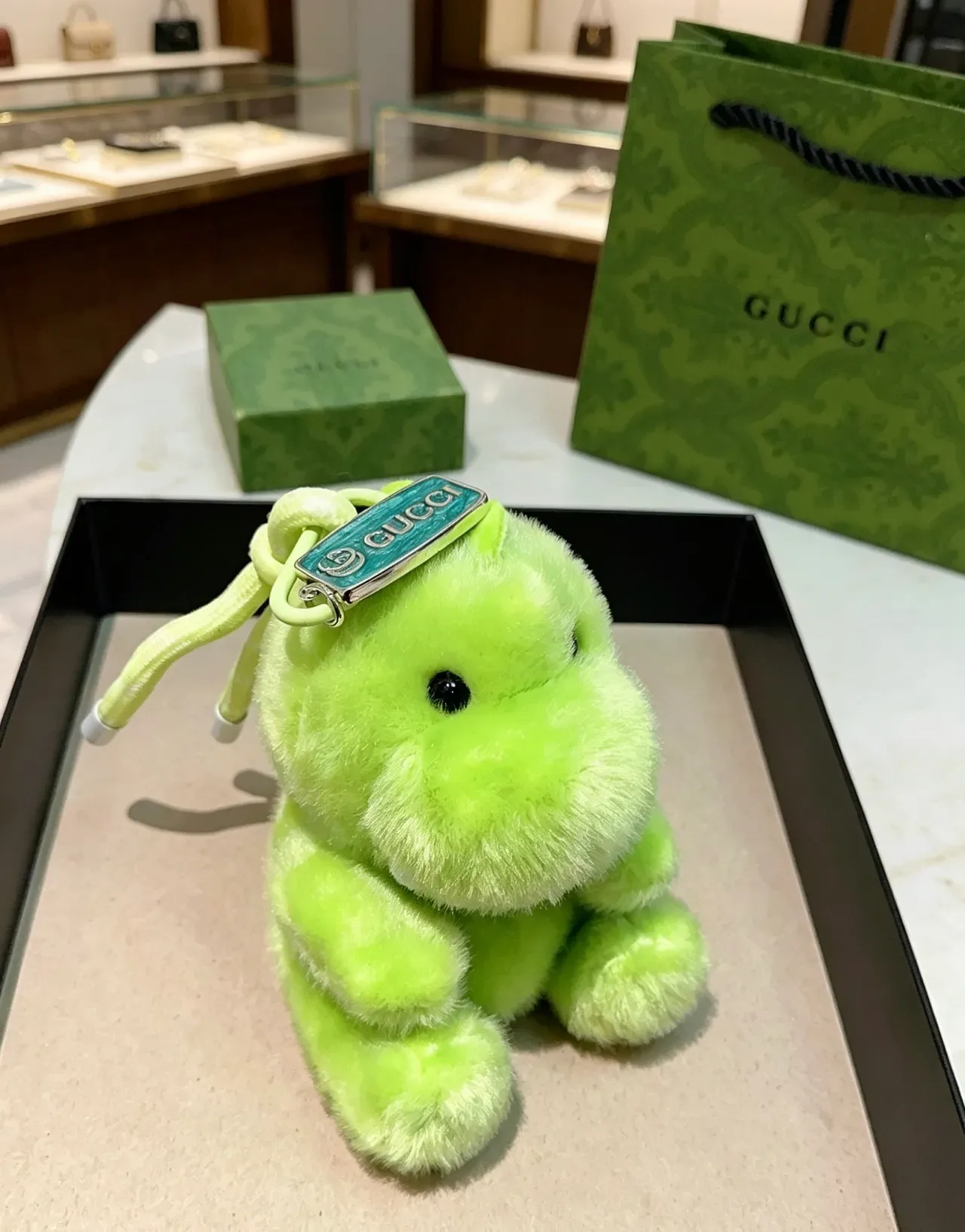 Gucci Bolso verde azul peluche animal suave ligero 2
