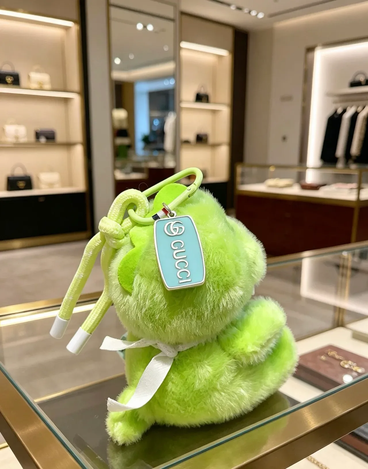 Gucci Bolso verde azul peluche animal suave ligero 3