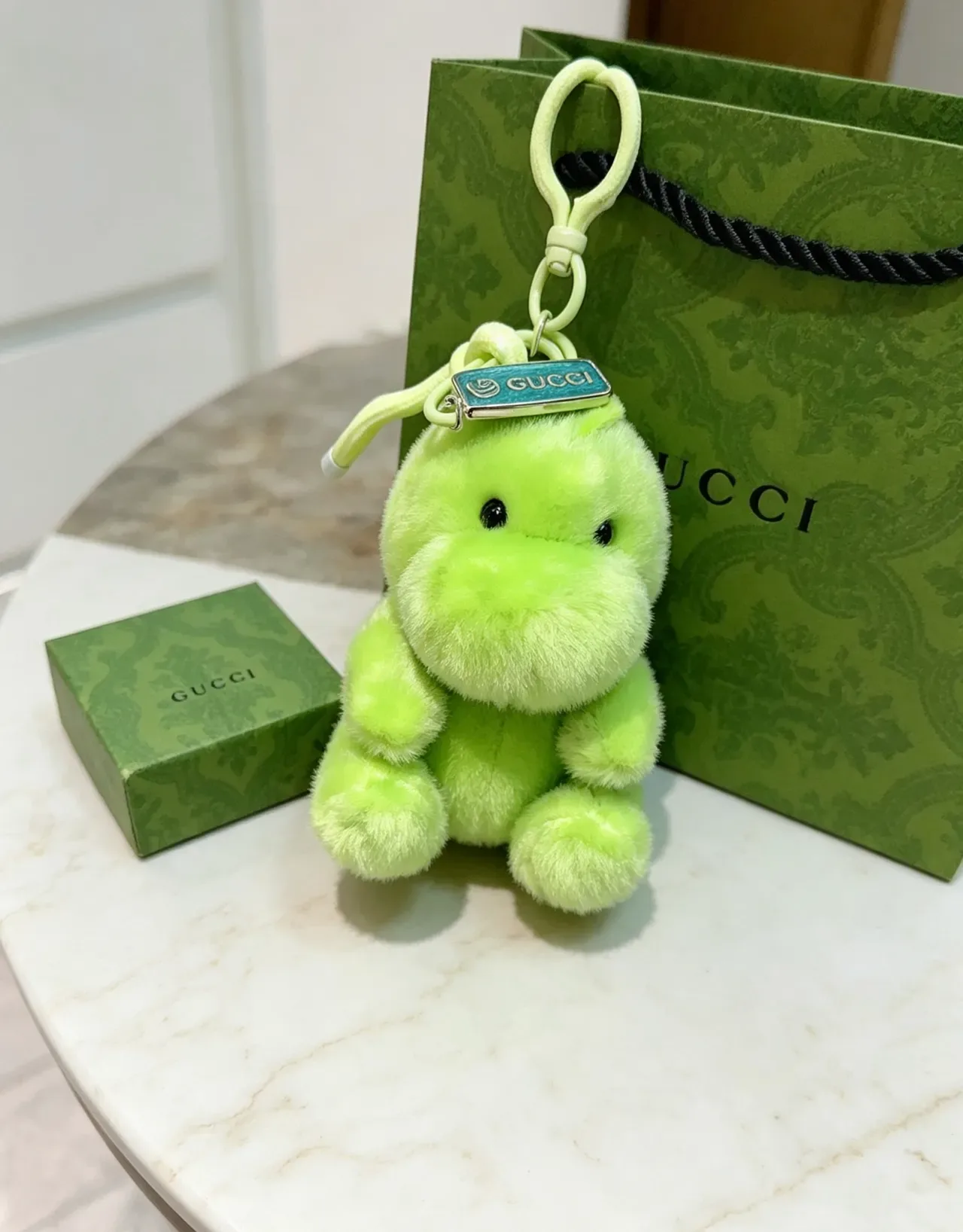 Gucci Bolso verde azul peluche animal suave ligero 7