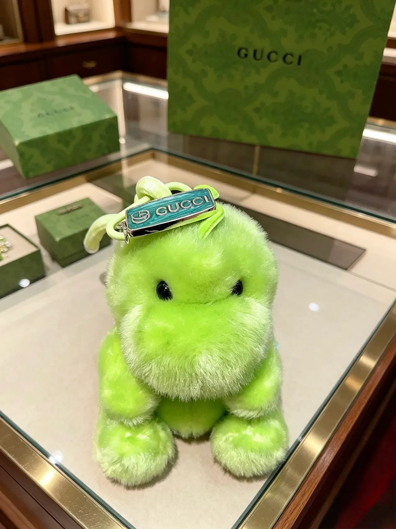 Gucci Bolso verde azul peluche animal suave ligero 9