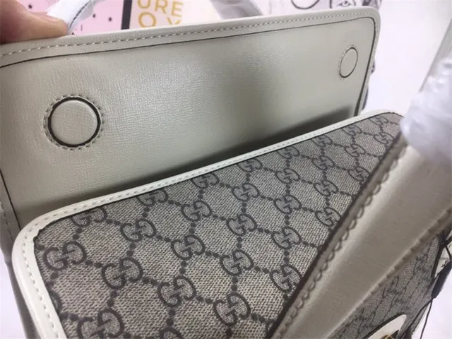 Gucci Vert Marron GG Supreme Toile Borde Cuir Sac Tote 3