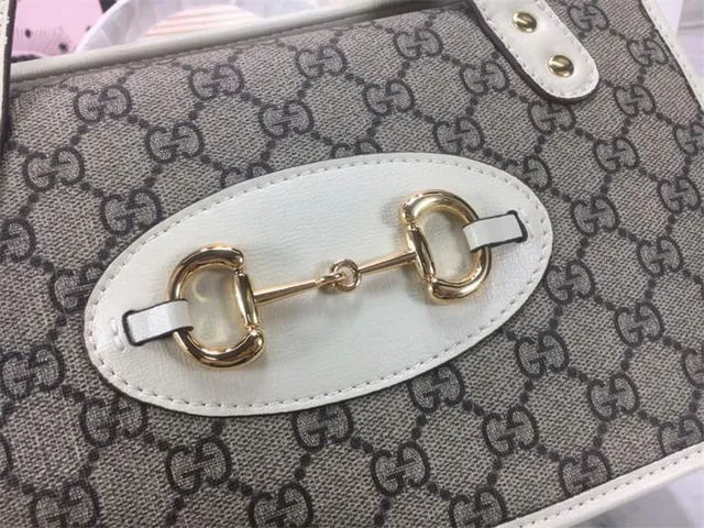 Gucci Vert Marron GG Supreme Toile Borde Cuir Sac Tote 5