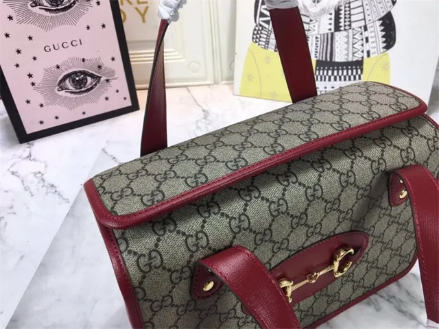 Gucci Vert Marron GG Supreme Toile Borde Cuir Sac Tote 12