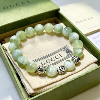 سوار Gucci أخضر فضي خرز يشم