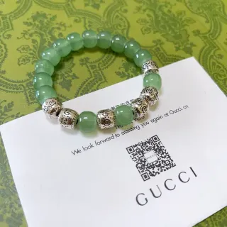 Gucci Pulsera Verde Plata con Cuentas Elástica