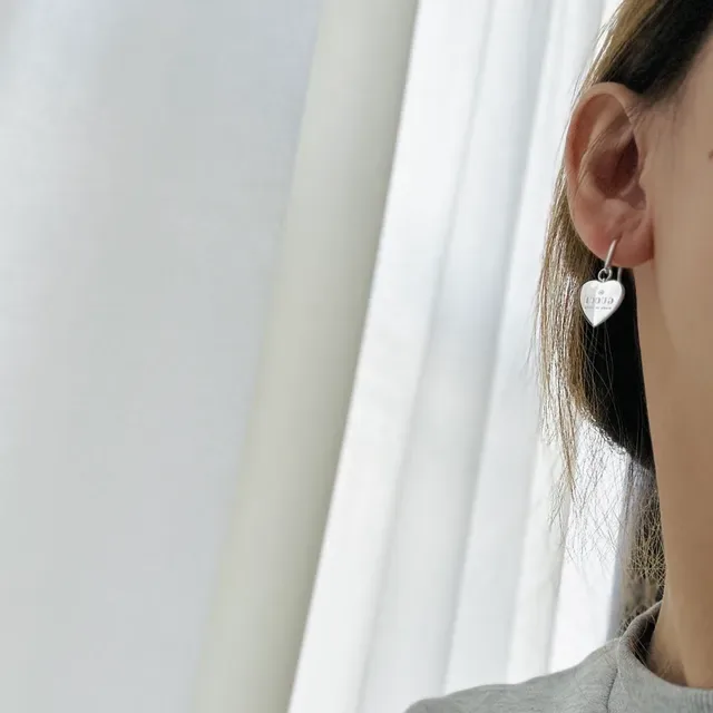 Gucci Heart-Shaped Drop Silver Beige Earrings 9