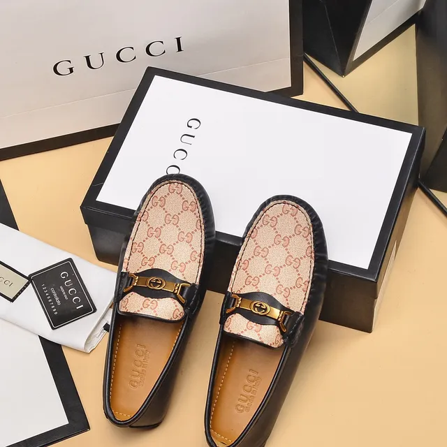 Gucci Horsebit 1955 Bege e Preto GG Monogram Loafers 3