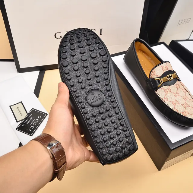 Gucci Horsebit 1955 Bege e Preto GG Monogram Loafers 4