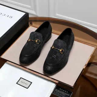 Gucci Horsebit 1955 黑色 GG Monogram 乐福鞋