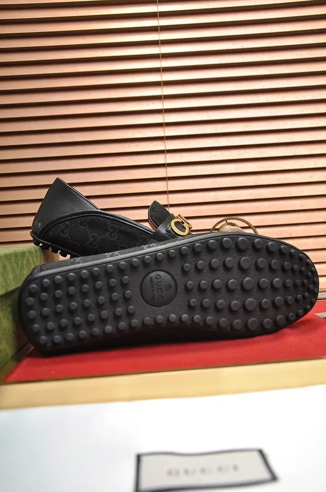 Gucci Horsebit 1955 Black Gold GG Monogram Canvas Logo Strap Loafer 5