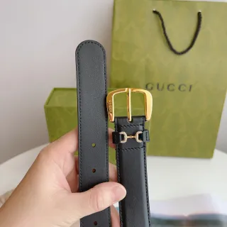 Gucci Horsebit 1955 Black Gold Smooth Rectangular Buckle Leather Belt